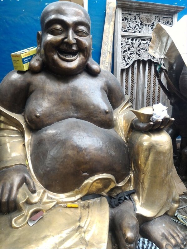 Skulptur Bronze Happy Buddha Dekoration Statue Budha Bronzeskulptur Buda Feng Shui Bronzebuddha Desi