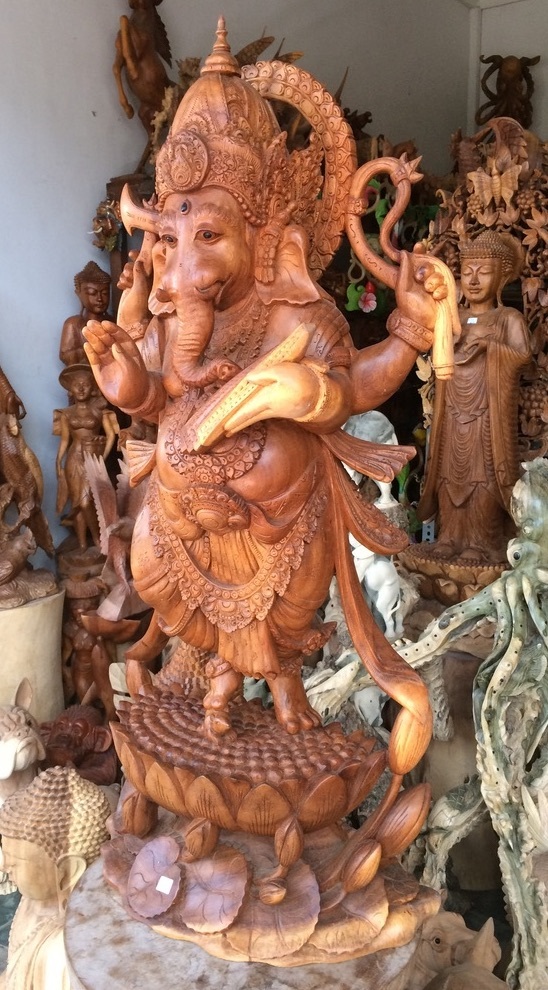 Skulptur Ganesha Buddha Figur Holzskulptur Elefantengott Suar Budha Ganescha Statue Feng Shui Hindu