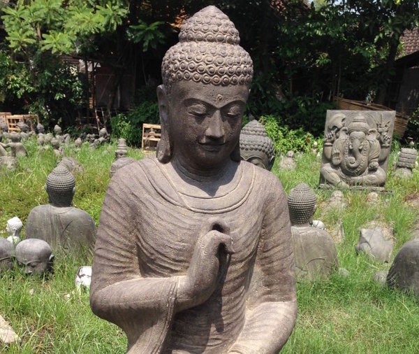 Skulptur Buddha Steinskulptur Budha Steinbuddha Statue Feng Shui Design Garten Dekoration Skulpturen