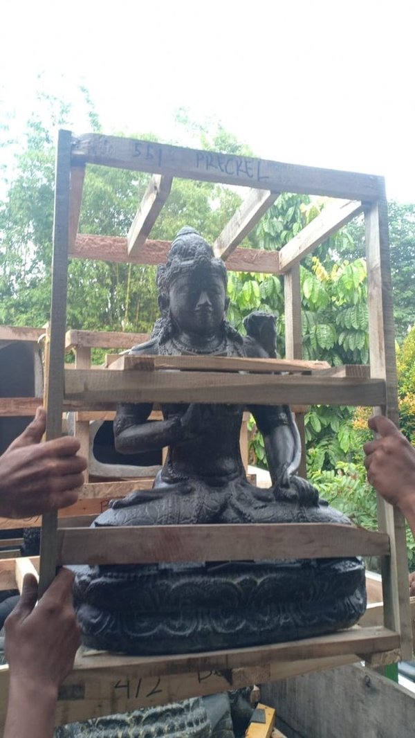 Skulptur Dewi Tara Buddha Steinskulptur Budha Statue Feng Shui Garten Dekoration Skulpturen