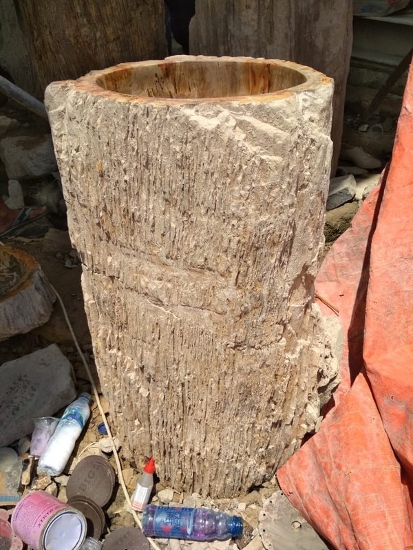Waschbeckensäule Fossil Stein Handwaschbecken Versteinertes Holz Waschbecken Säule