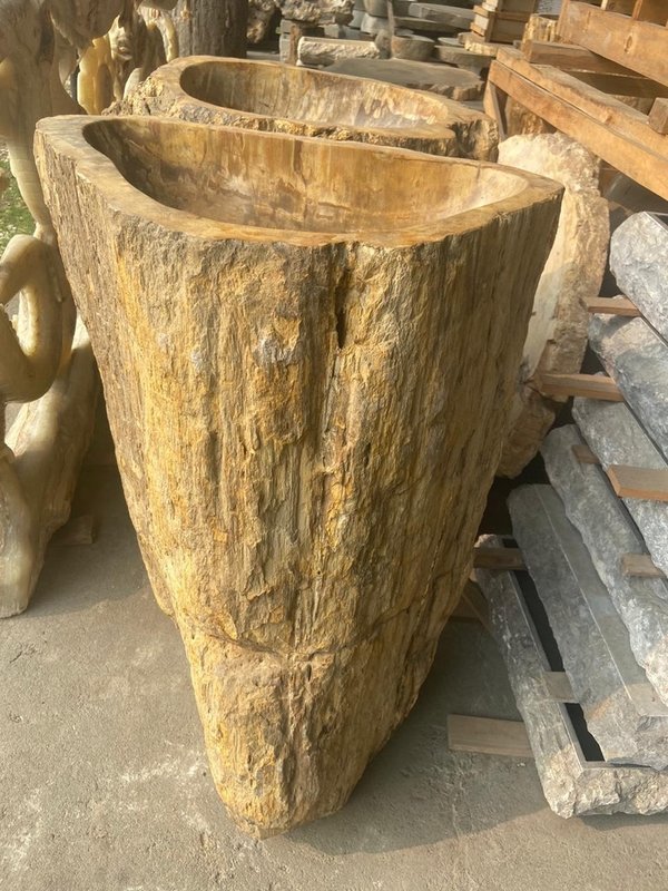 Waschbeckensäule Fossil Stein Handwaschbecken Versteinertes Holz Waschbecken Säule