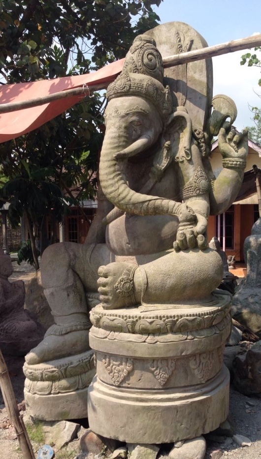 Skulptur Ganesha Buddha Figur Steinskulptur Elefantengott Stein Statue Feng Shui Hindu Gottheit