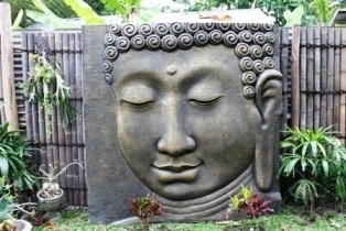 Relief Buddha Gesicht Bild Kunst Wandrelief Garten Dekoration Budha Wandbild Outdoor Wanddekoration