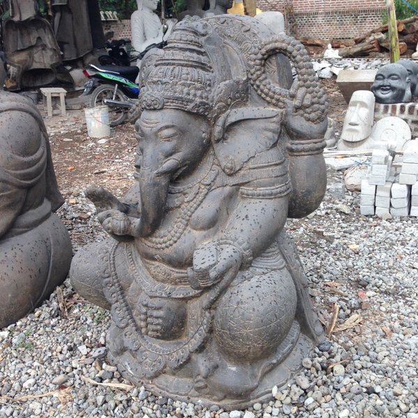 Skulptur Ganesha Buddha Figur Steinskulptur Elefantengott Stein Buda Ganescha Statue Feng Shui Hindu