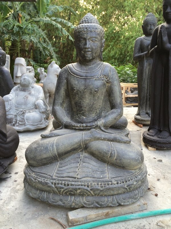 Skulptur Buddha Kopf Steinskulptur Stein Statue Buda Köpfe Feng Shui Design Buddhakopf Garten Dekora