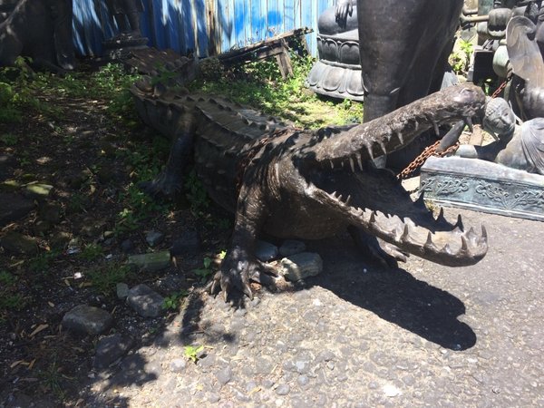 Skulptur Bronze Krokodil Dekoration Aligator Statue Krokodile Bronzeskulptur Bronzekrokodil Aligator