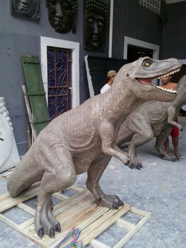 Skulptur T-Rex Statue Dino Saurus Dekoration Urzeit Tyrannosaurus Figur Dinosaurus Design Gartendeko