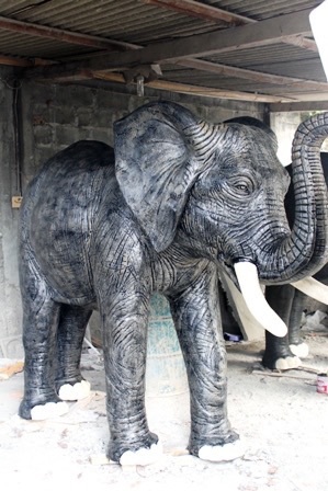 Skulptur Elefant Stein Elephanten Statue Garten Tier Dekoration Elephant Design Gartendeko Elefanten