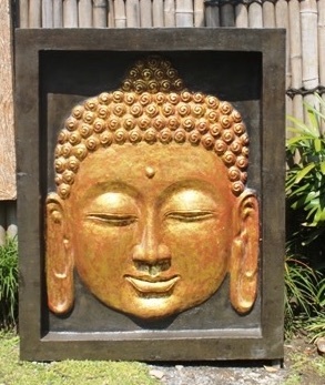 Relief Buddha Bild Kunst Wandrelief Garten Dekoration Budha Wandbild Outdoor Wanddekoration