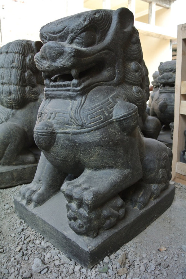 SET Skulptur Löwe Steinskulptur Tempel Wächter Stein Statue Hauswächter Feng Shui Torwächter Design