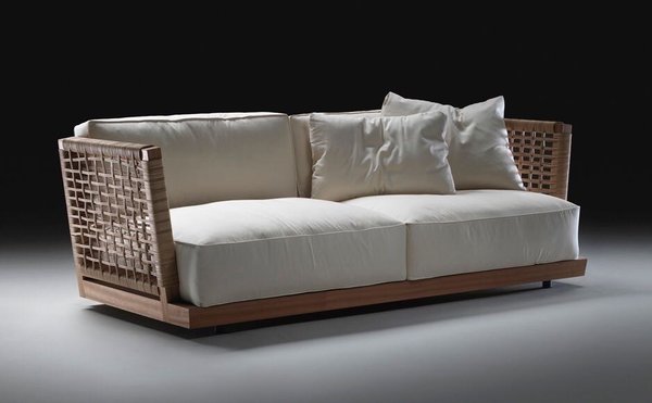 Sofa Couch Polstermöbel Loungeliege Natur Rattan Loungesofa Gartenmöbel Sessel Liegeinsel Loungesofa