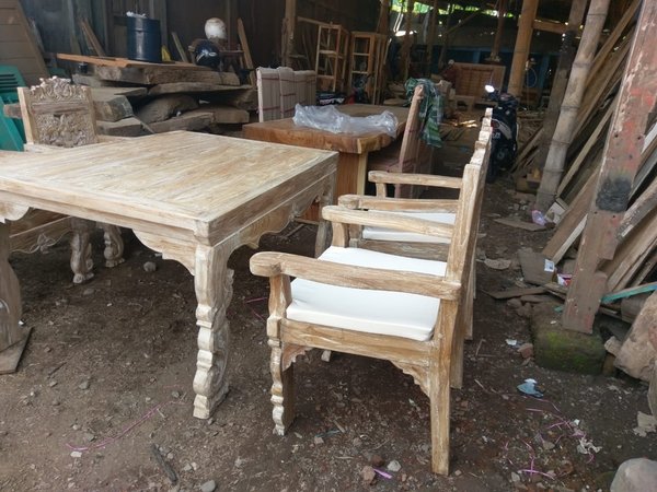SET 2 Stück Stühle Sessel Teak Holz Stuhl Armlehnstuhl Gartenmöbel Loungesessel Gartenstuhl Gartense