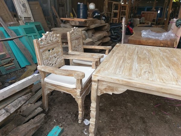 SET 4 Stück Stühle Sessel Teak Holz Stuhl Armlehnstuhl Gartenmöbel Loungesessel Gartenstuhl Gartense
