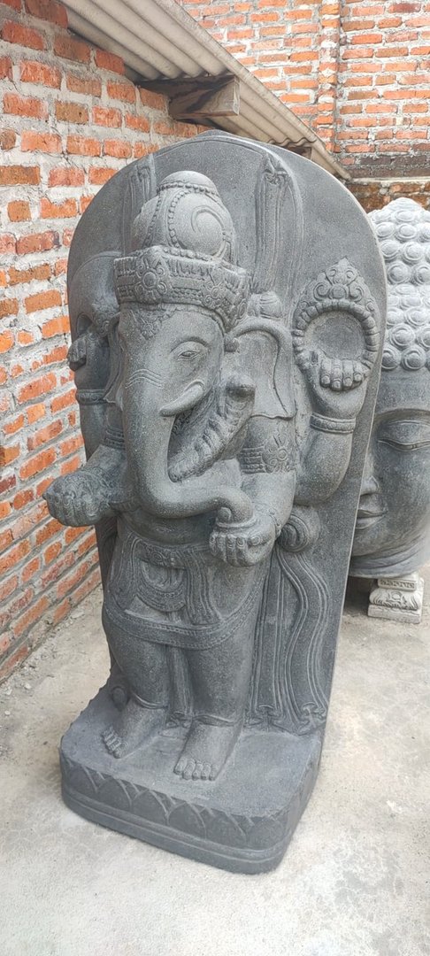Skulptur Ganesha Buddha Figur Steinskulptur Elefantengott Stein Ganescha Statue Feng Shui Hindu Gott