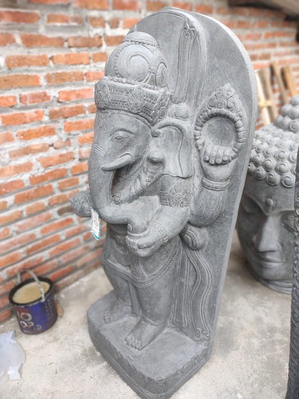 Skulptur Ganesha Buddha Figur Steinskulptur Elefantengott Stein Ganescha Statue Feng Shui Hindu Gott