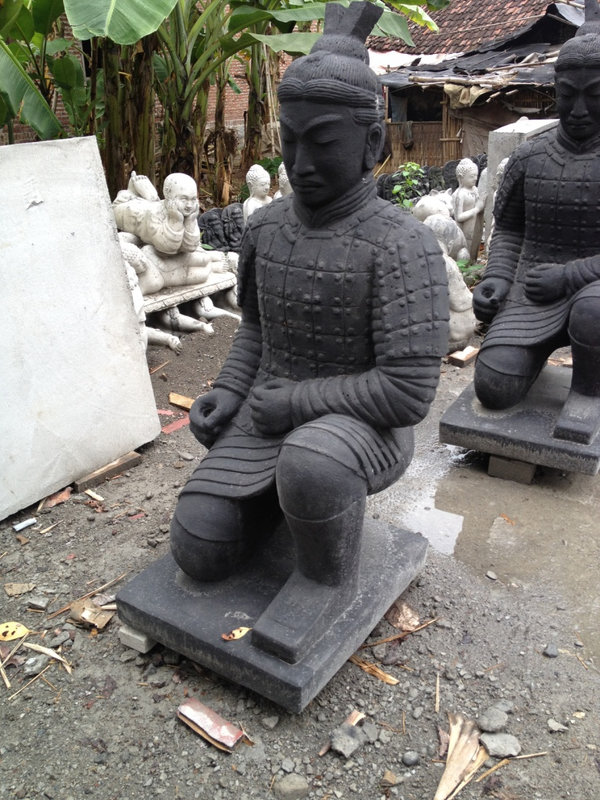 Skulptur Stein Samurai Japan Kämpfer Steinskulptur Krieger Figur Garten Statue Dekoration