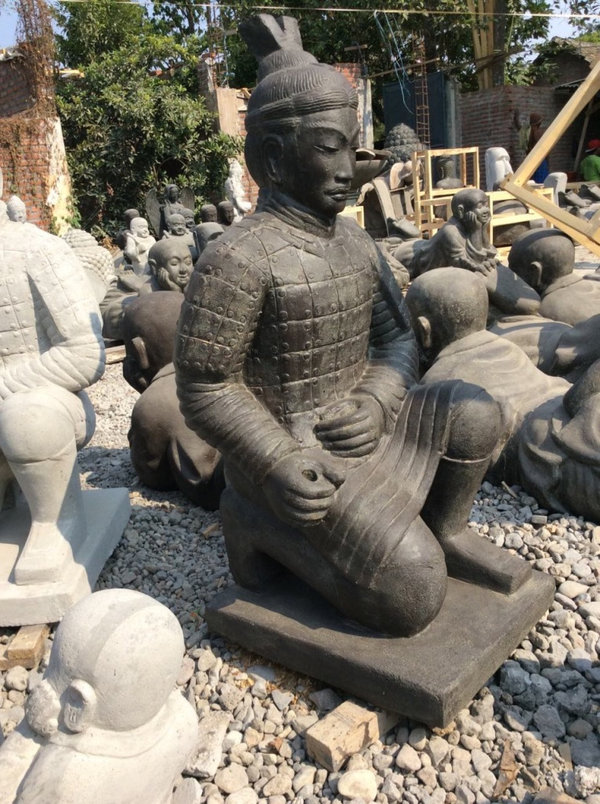 Skulptur Stein Samurai Japan Kämpfer Steinskulptur Krieger Figur Garten Statue Dekoration