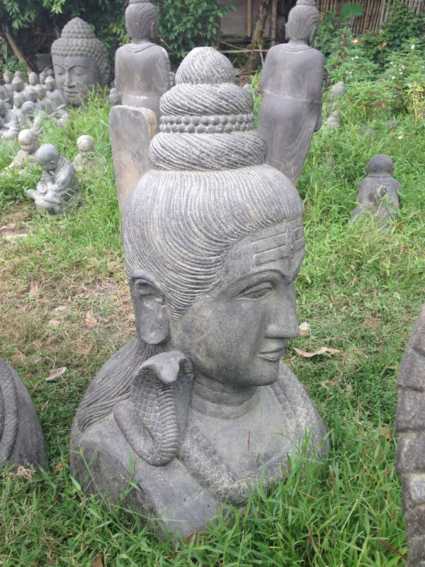 Shiva Büste Skulptur Brunnen Kopf Shiwa Springbrunnen Steinskulptur Wasserspiel Statue Feng Shui