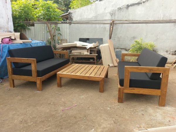 Gartensitzgruppe Teakholz Sofa Outdoor Lounge Couch Outdoorsitzgruppe Loungesofa Gartenmöbel